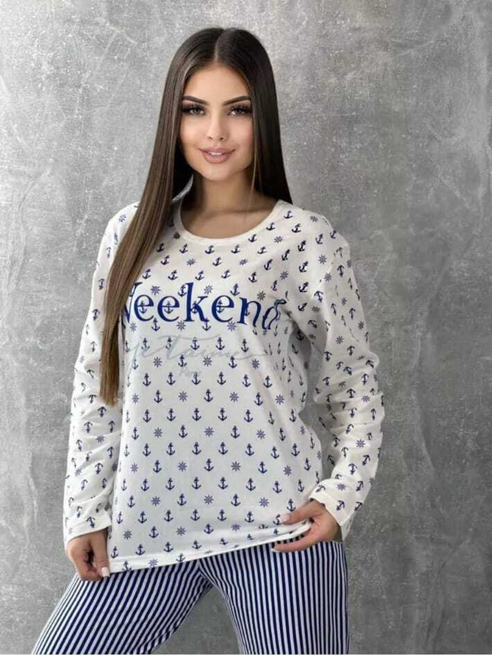 [m]Пижама женская штаны+футб д/р (фланель) П008-10 норма