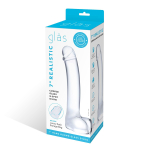 Прозрачный стеклянный фаллос с мошонкой Curved G-Spot - 18 см.