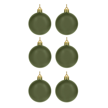 СНОУ БУМ Набор шаров 6шт 6см пластик, темно-зеленый, 26-225