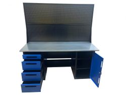 Great Wolf (GWT-V1800BL2) Верстак инструментальный двухтумбовый, 4 ящика, тумба с дверью, два экрана, 1800х700