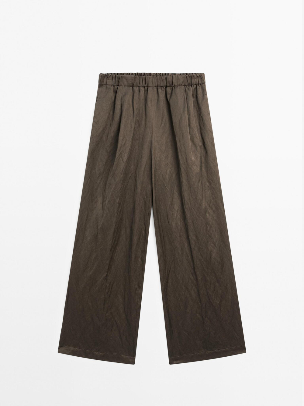 Massimo Dutti Брюки из сатина с жатым эффектом, шоколадный