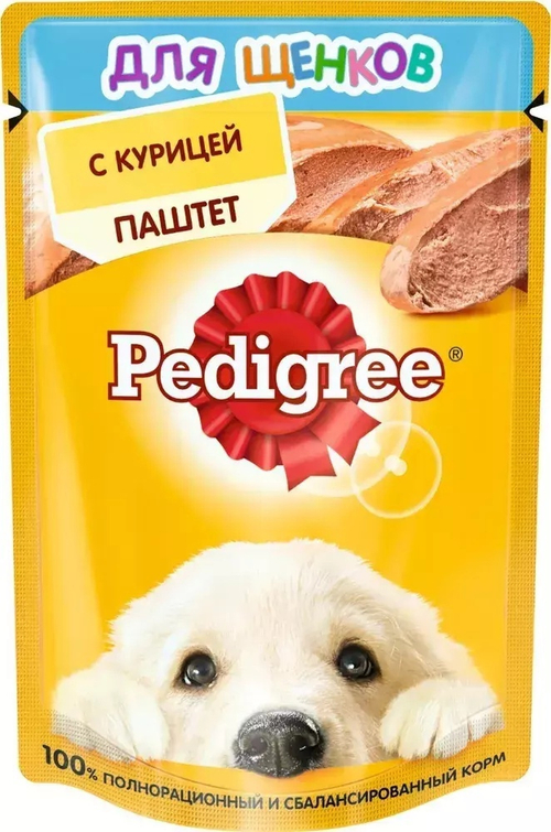 Влажный корм Pedigree для щенков, паштет с курицей, 85 г