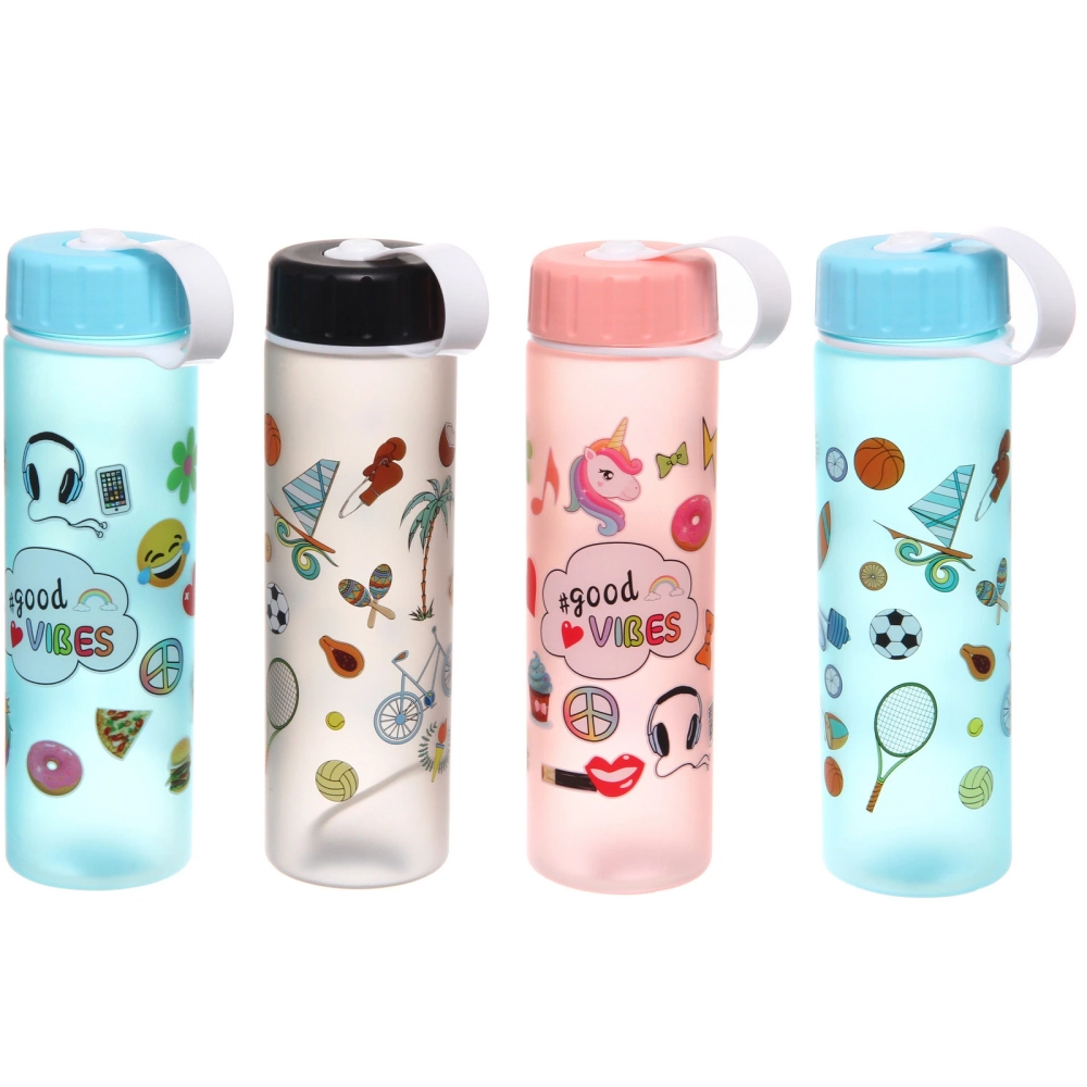 Бутылка питьевая пластиковая 650мл «Летние каникулы» матовая, микс цветов