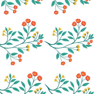 Hand drawn decorative seamless pattern with gentle flowers. Floral bouquet pattern with small flowers and leaves. Plants ornament for textile, fabric, print, wallpaper, wrap paper