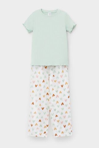 пижама  для девочки  К 1636/дымчатый нефрит,конфетти из сердечек
