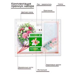 Картина по номерам "Яркие пионы с зелеными плодами в белой вазе", 40х50 см