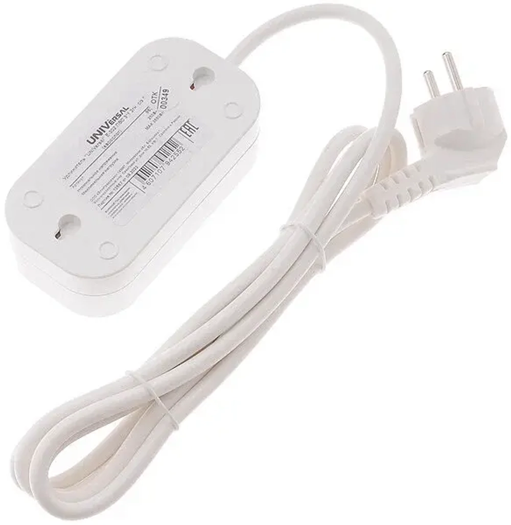 Удлинитель 2-розетки 2-метра  ПВС 2*1мм 16А UNIVersal