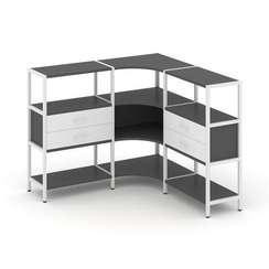 Shelf System Трехсекционный угловой стеллаж трехярусный с ящиками SN.STMU-331 Антрацит/Белый/Металл