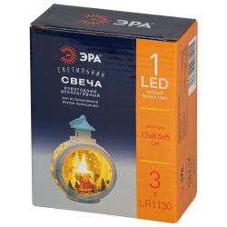 Светодиодная новогодняя фигура ЭРА ENID-TW новогодний декоративный Свеча настольный динамичный свет 12 см