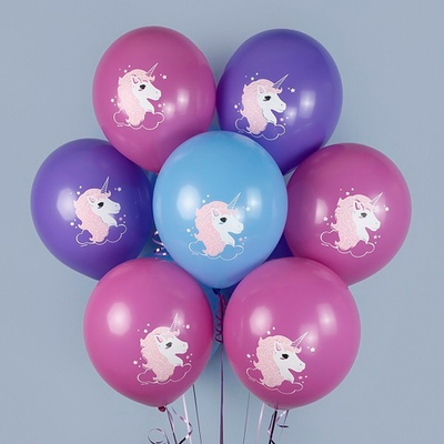 Воздушные шары Нежный Единорог пастель микс 1ст 30 см с гелием и обработкой Хай-флоат