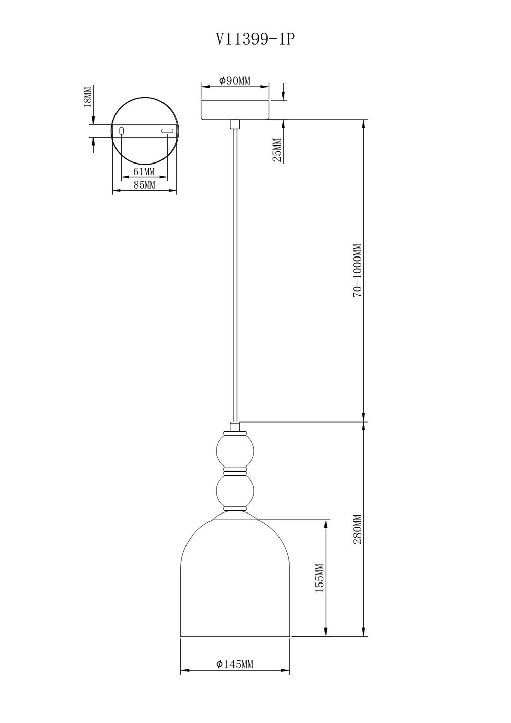 Светильник подвесной Moderli V11399-1P Tamina