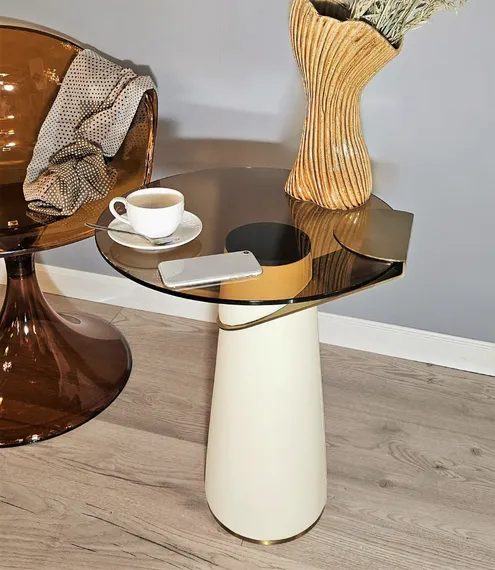 Стол журнальный Vicenza, стекло, металл, экокожа