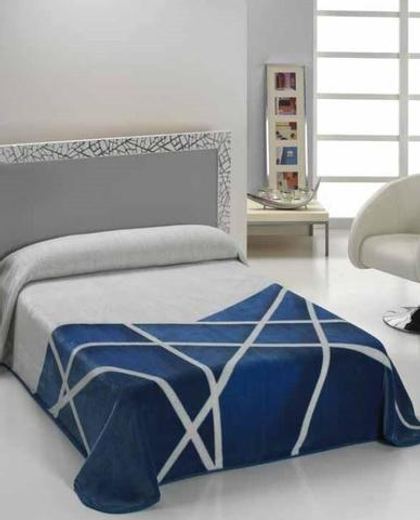 Плед 220x240 Mora Harmony B42 05 azul-blue натуральный-голубой