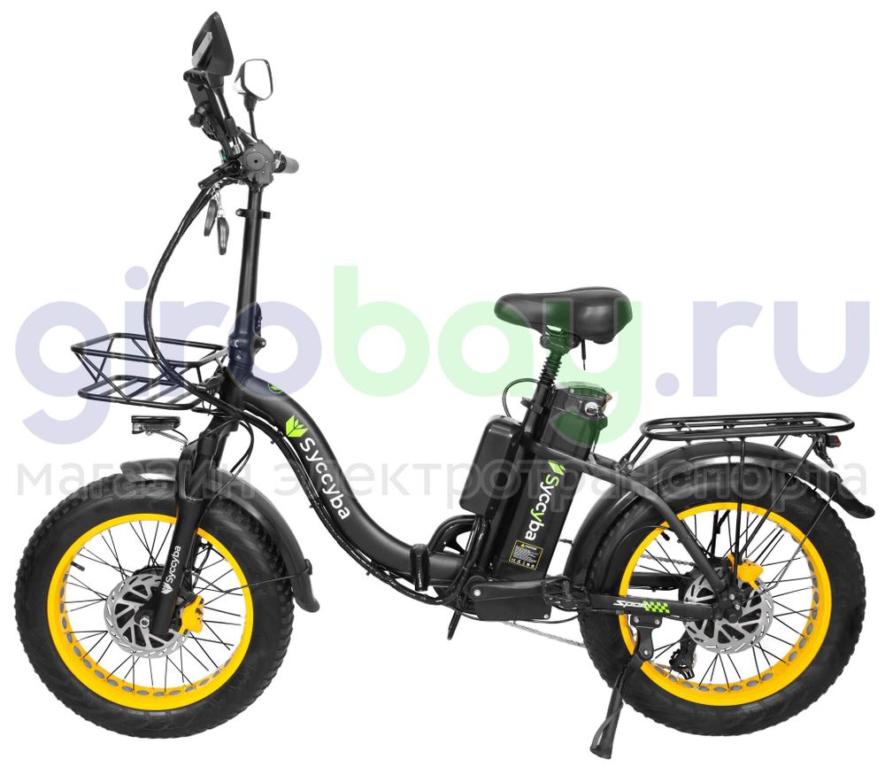 Электровелосипед Syccyba F11 Pro Dual 48V/20Ah (полный привод) - Желтый обод фото №4