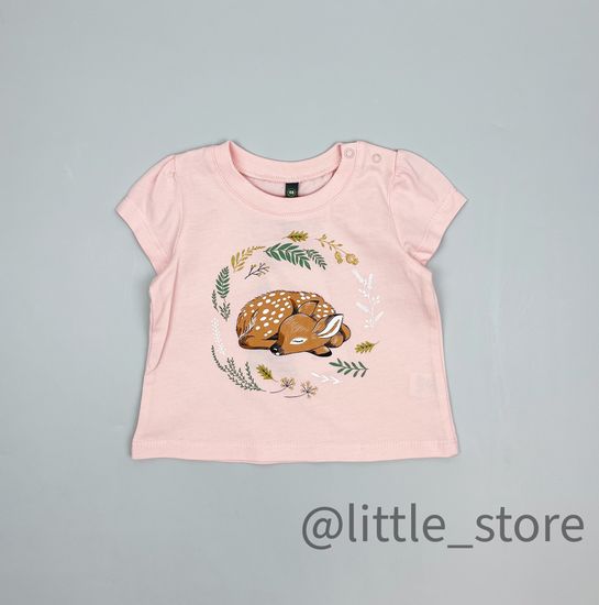 Футболка "Олененок в лесу" нежно-розовая