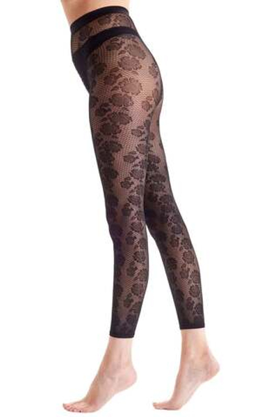 Женственные легинсы с рисунком в виде роз (Размер: 2 размер) (Цвет: черный)