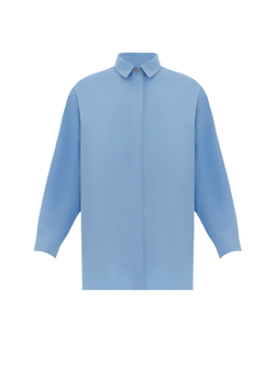 Рубашка свободного кроя из хлопка голубой