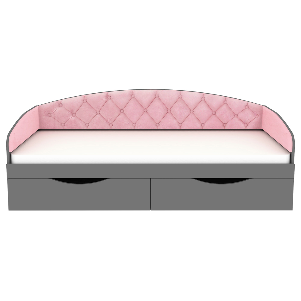 Кровать односпальная КарИВи Беллуччи с каретной стяжкой 80х190 Темно-серый Розовый