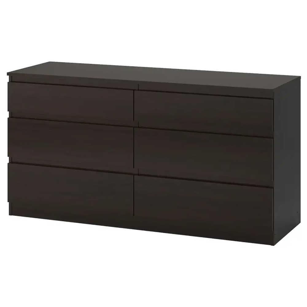 Комод с 6 ящиками - IKEA KULLEN/КУЛЛЕН ИКЕА, 140х40х72 см, коричневый