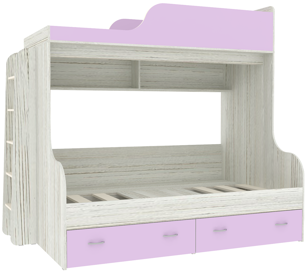 Двухъярусная кровать КарИВи Дуэт-15 с деревянной лестницей Винтерберг Ирис