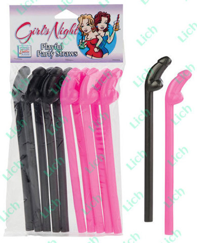 Черные и розовые трубочки для коктейлей с фаллосами