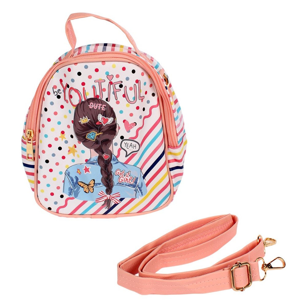 Рюкзак детский "Девочка" 17,5*8*19см, кожзам. 1 отделение