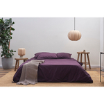 Простыня на резинке из стираного перкаля сливового цвета из коллекции essential, 160х200х30 см