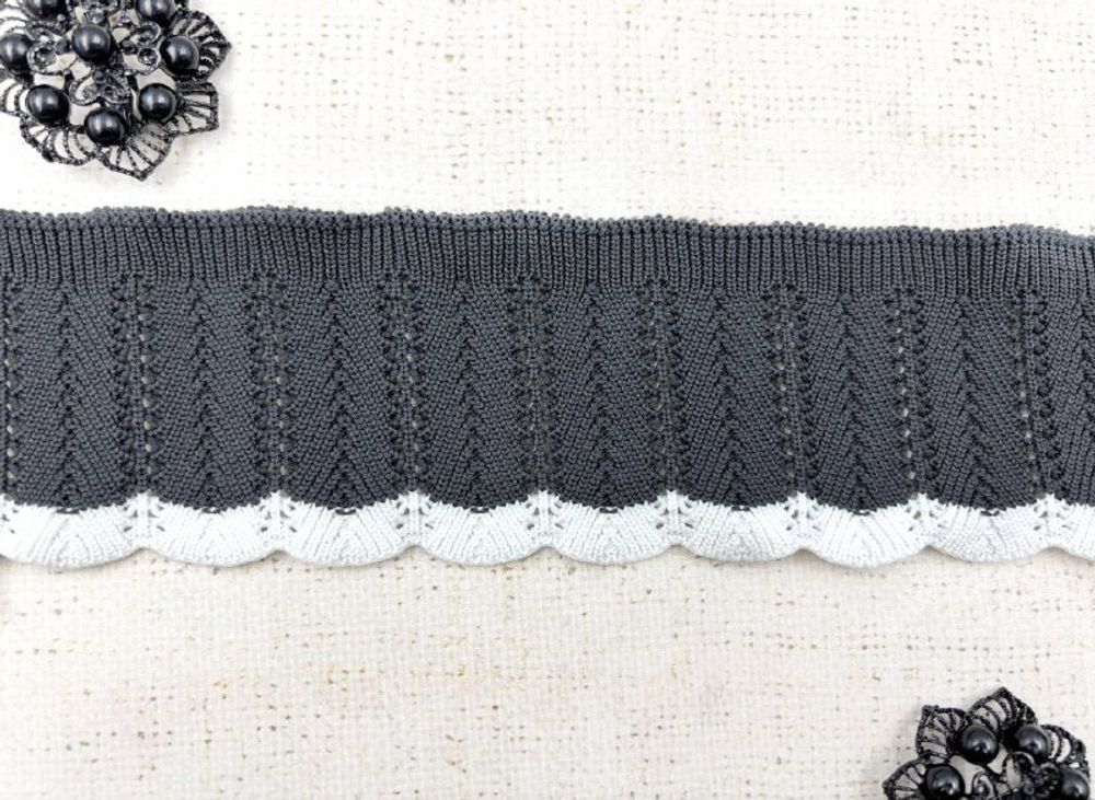 Подвязы трикотажные, ш. 6,5 см, L 145 см, серый с белым