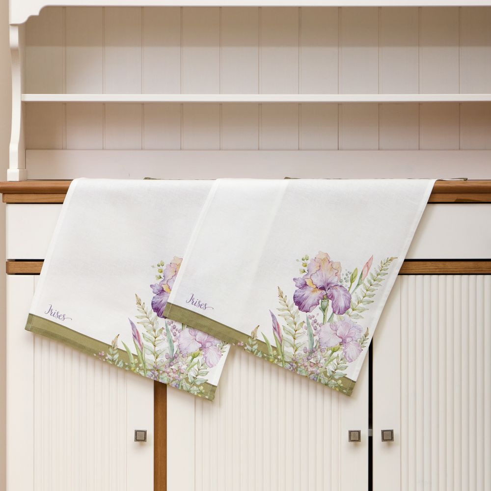 НАБОР ПОЛОТЕНЕЦ ИЗ 2 ШТ "ИРИСЫ"40Х60СМ, 100% ХЛОПОК,БЕЛЫЙ ,ТВИЛ