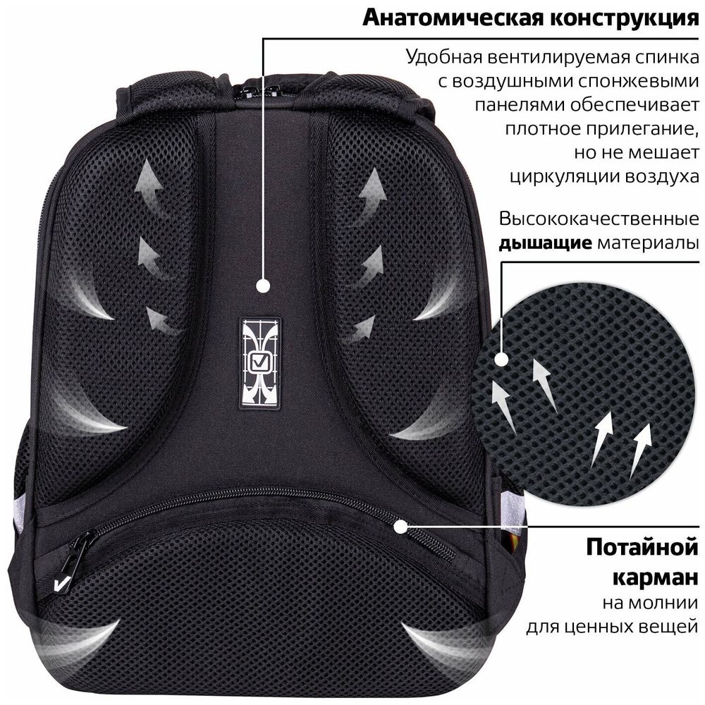 Ранец BRAUBERG FIT, 2 отделения, "Keep out", 38х27х14 см, 270617