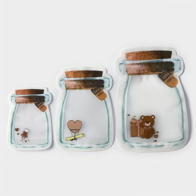 Набор из 3 пакетов для хранения продуктов с zip-lock застежкой «Милахи» (Цвет: разноцветный)