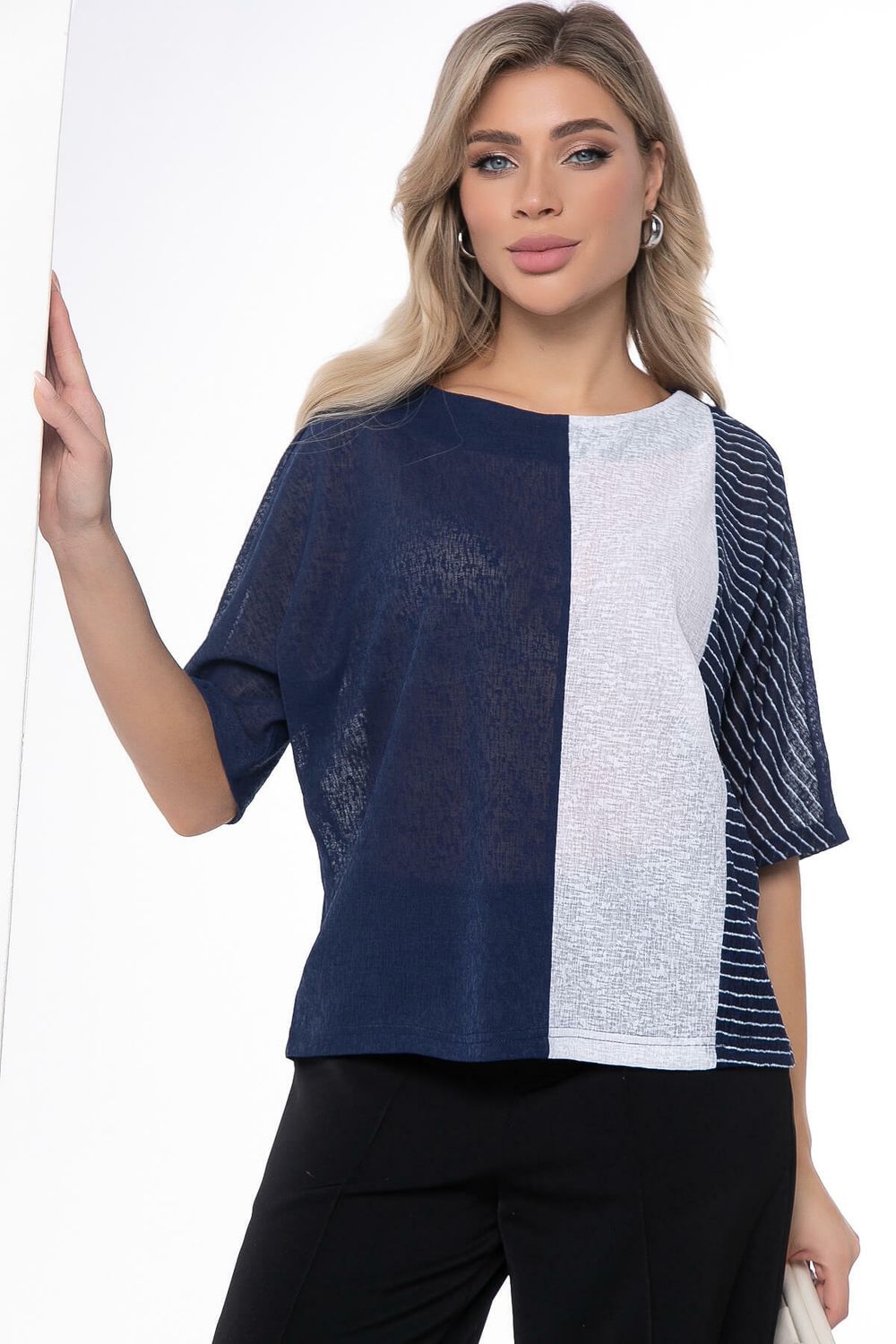 Блуза "Стильный замысел" (сине-белая) Б9039 LT Collection