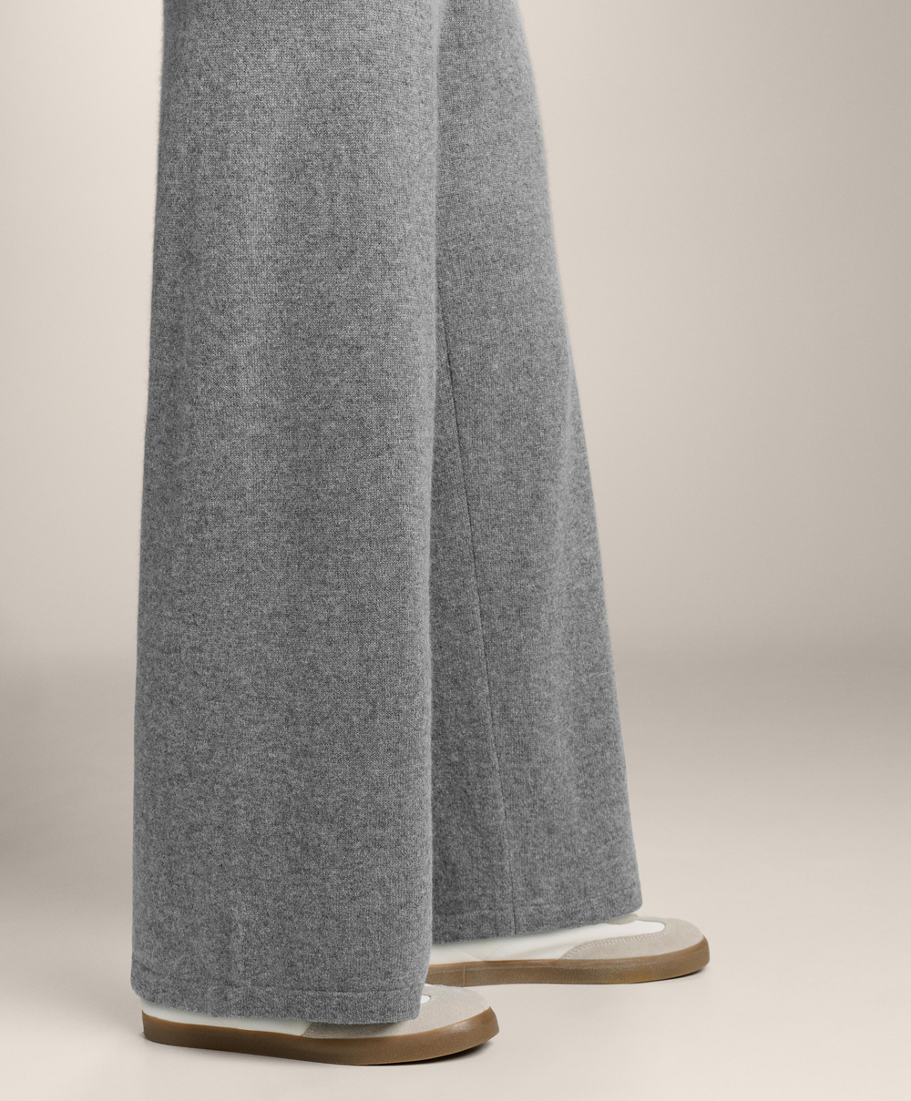 OYSHO Брюки прямого кроя из 100% кашемира, серый меланж