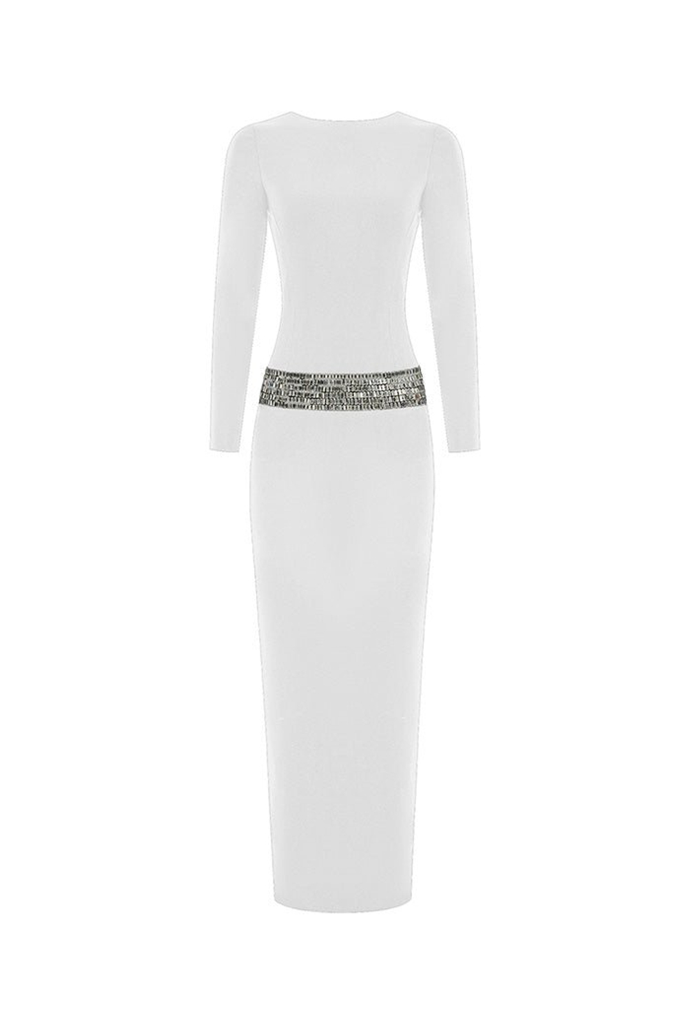 Платье макси из крепа с отделкой из кристаллов и открытой спиной