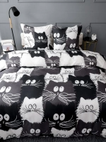 Постельное белье 2,0 полисатин Павлайн с Евро простыней Коты компания