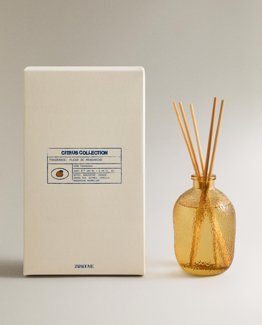 Zara Home Аромадиффузор Fleur de Mandarine 180 мл, тростниковые палочки микадо, аромат цветочный, Розовый