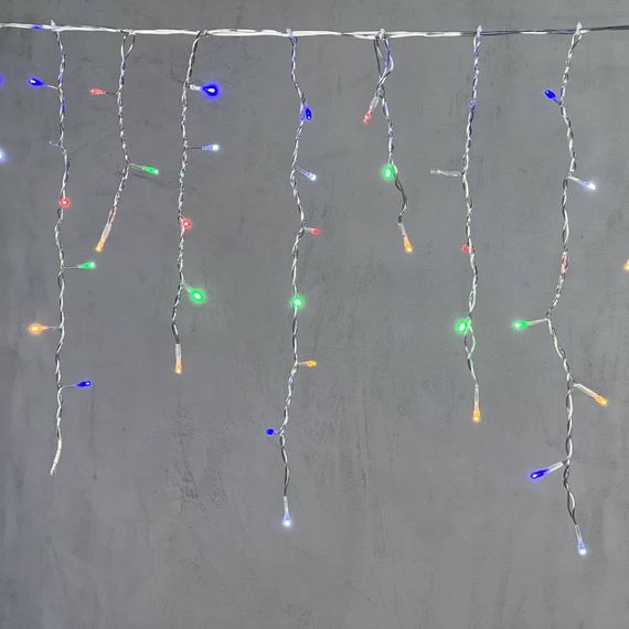 Светодиодная бахрома 3,1*0,5 м., 150 разноцветных LED ламп, мерцание, прозрачный провод ПВХ, LTC (PIL150BLW-10-2M)