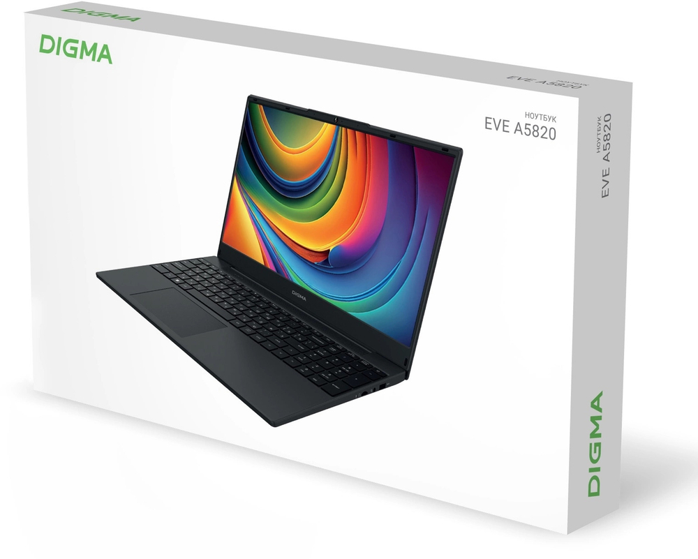 Ноутбук  Digma EVE A5820 15.6 ", Ryzen 3, 8 Гб RAM, 256 Гб SSD, Radeon Graphics, Черный