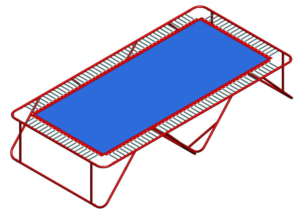 Батутная арена - модуль 6х3 метра - рама батута с опорами, сеткой и пружинами