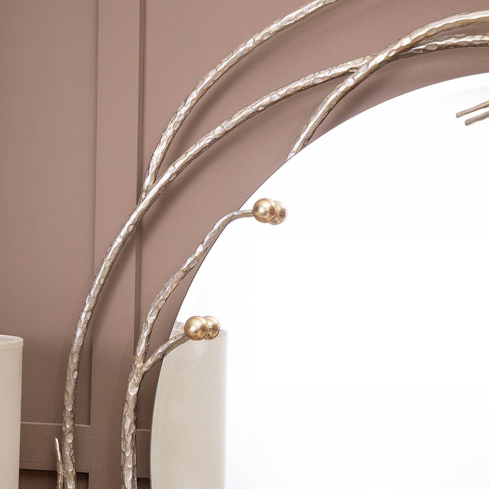 Настенное круглое зеркало Calipso (Калипсо) Айвори Мраморное золото