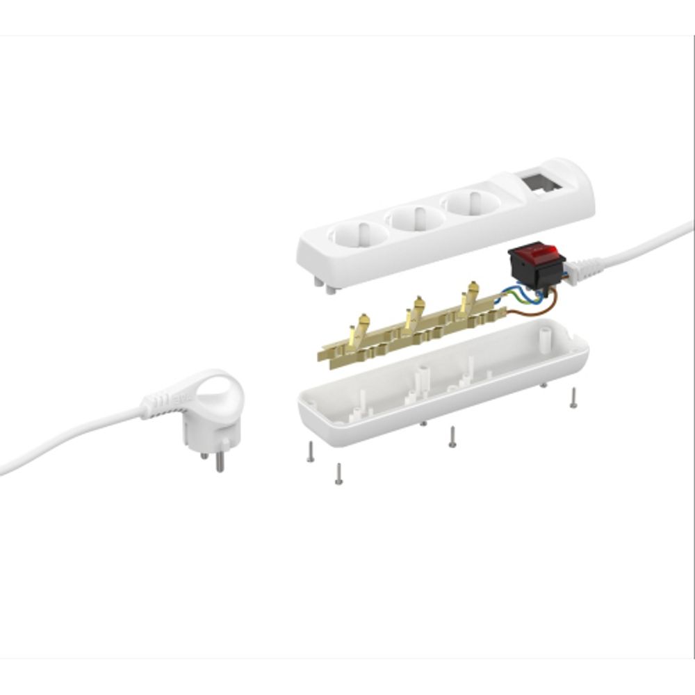 Удлинитель электрический ЭРА U-3es-5m-3x1,5 с заземлением с выключателем 3 розетки 5м ПВС 3x1,5мм2 16А | Бытовые удлинители