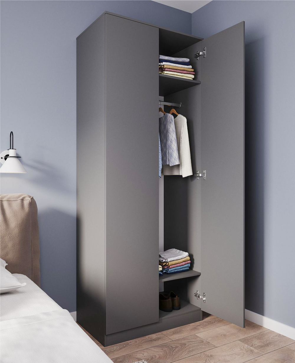 МОРИ МШ 800 Шкаф с 2 дв. (ш802*г478*в2100мм), ЛДСП графит