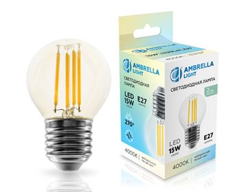 Светодиодная лампа Шар Filament LED G45 15W E27 4000K 220-240V 451524 Bulbing Ambrella