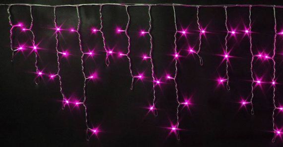 Светодиодная бахрома 3*0.5 м., 220V, 112 розовых LED ламп, прозрачный силиконовый провод, Rich LED (RL-i3*0.5-T/P)