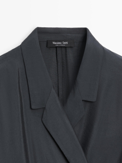 Massimo Dutti Платье миди с драпировкой, свинцовый