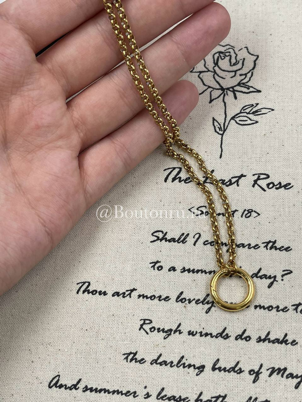 Колье-основа золотистое с карабином-кольцом