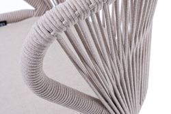 "Милан" стул плетеный из роупа, каркас алюминий (RAL1001), роуп бежевый круглый, ткань бежевая