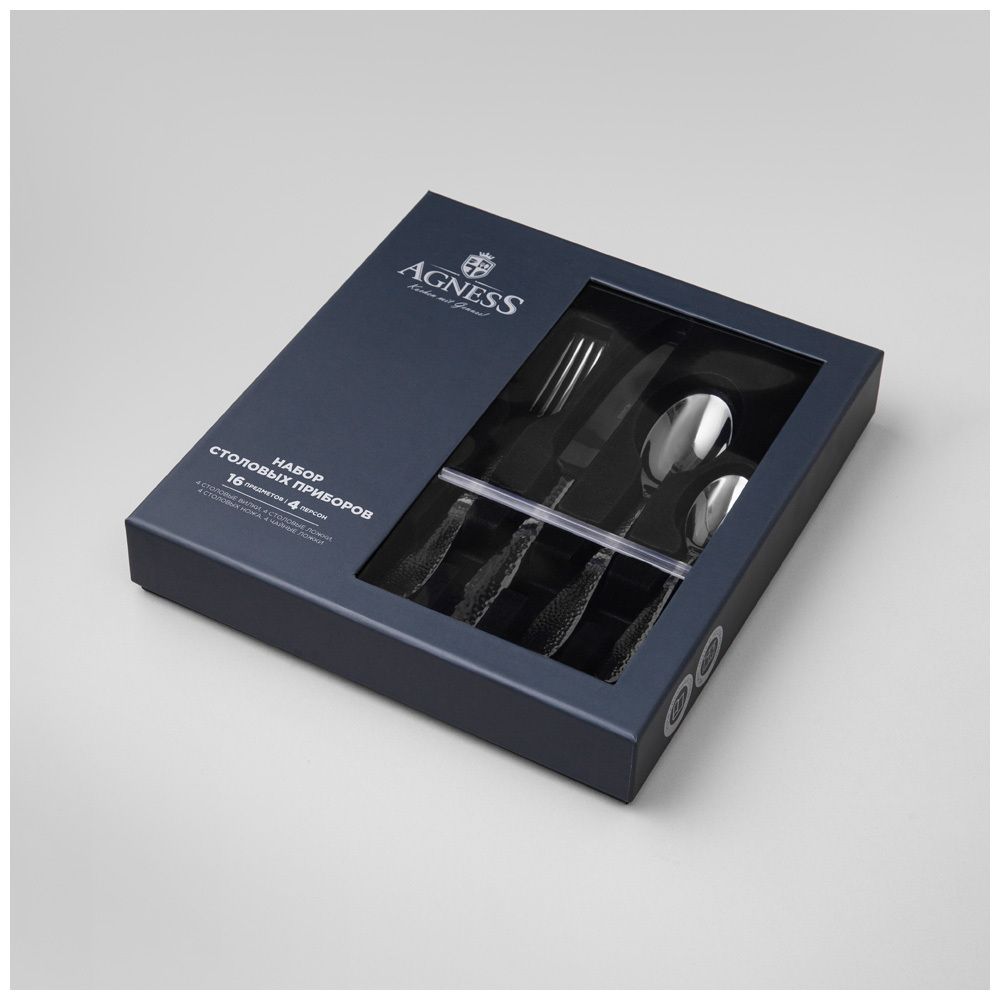 НАБОР СТОЛОВЫХ ПРИБОРОВ REGINA AGNESS 16 ПР., СТАЛЬ 18/10, ПВД ПОКРЫТИЕ, ЦВЕТ: ЧЕРНЫЙ