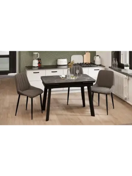 Стол кухонный Черный муар серый мрамор 110(169)х70х77 см