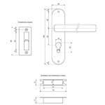 Замок врезной Avers, 0827/60-C-AB, ручка в комплект, цилиндровый, бронз